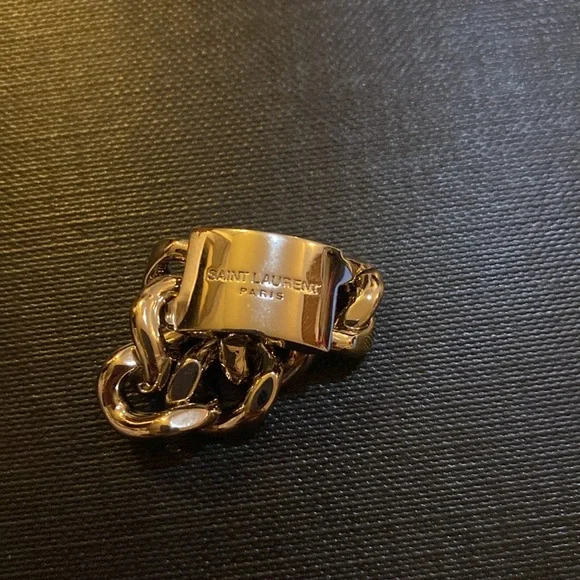 Saint Laurent Chain ID Plaque Ring in Metal Silver size 5 - Picture 2 of 8